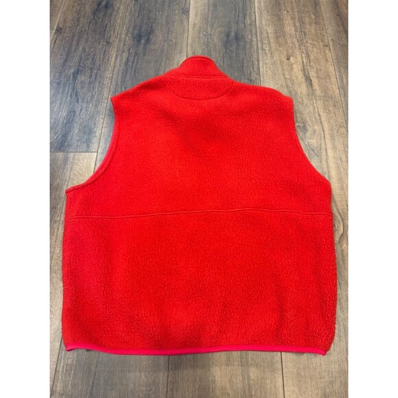 Vintage Lands End Mens Red Fleece Vest XL USA Deep Pile Full-Zip Pockets - Picture 3 of 5